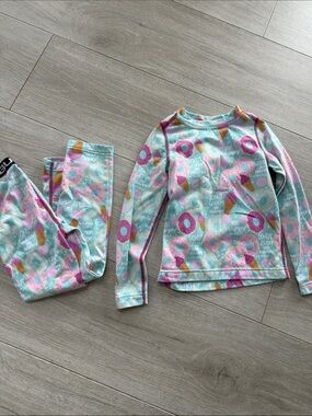 Girls Donut & Ice Cream Print Long Sleeve base layer Set - Mint Pink